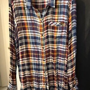 Lucky Brand Navy and Red Plaid Shirt